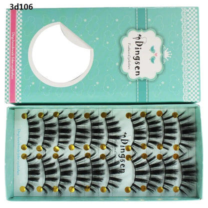 DINGSEN 10 Pairs Handmade Eyelash Fans – Individual False Lashes for Beauty & Makeup, Factory Price