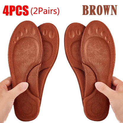 4D Massage Warm Pile Shoe Insoles – Super Soft Latex Sports Insoles with Arch Support, Orthopedic Running & Basketball Foot Comfort
