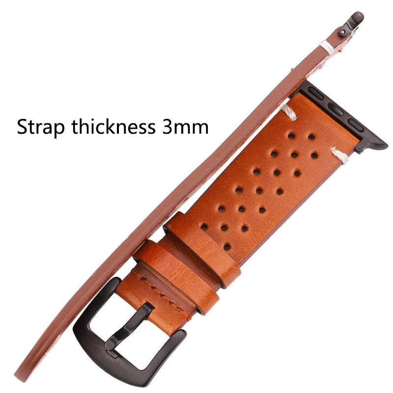 Genuine Leather Apple Watch Strap – Compatible with Series 7, 6, 5, 4, SE (40mm–49mm) for Men & Women