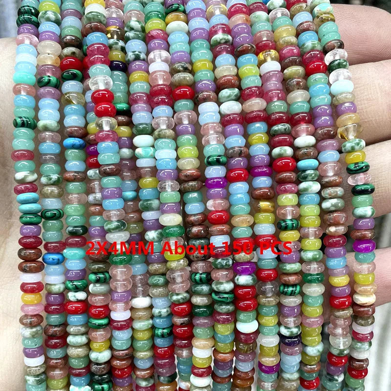 Natural Gemstone Beads - Agate Quartz Turquoise Faceted Rondelle Spacer Beads for DIY Jewelry Making & Bracelets