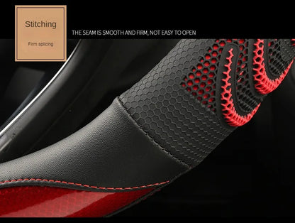 3D Honeycomb Leather Steering Wheel Cover – Durable Anti-Slip Universal Fit for 14.5-15 Inch Wheels