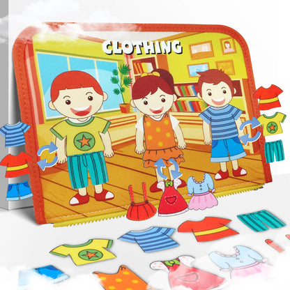 TUNJILOOL Montessori Busy Board – Early Educational Toy for Toddlers, Felt Cloth Story Book, 3D Shape & Color Match