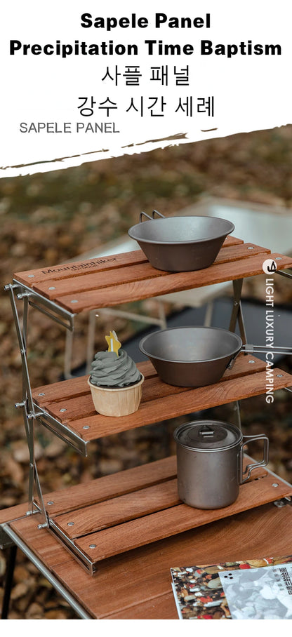 MOUNTAINHIKER Portable Camping Rack – 3-Tier Foldable Outdoor Table for Picnic & BBQ, Easy to Carry