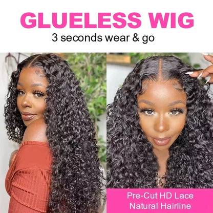 Wear and Go Water Wave Bob Lace Wig – Curly 6x4 Glueless Human Hair, 4x4 Ready-to-Go Pre-Cut Lace Wig for Women