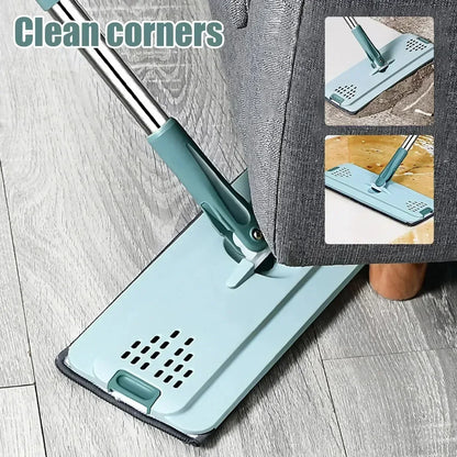Flat Squeeze Mop with Bucket – Easy Wring Microfiber Floor Cleaner for Hardwood & Laminate