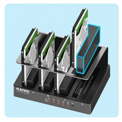 4-Bay SATA to USB 3.0 Hard Drive Enclosure – External Multi-Bay Docking Station for 2.5" & 3.5" HDD/SSD
