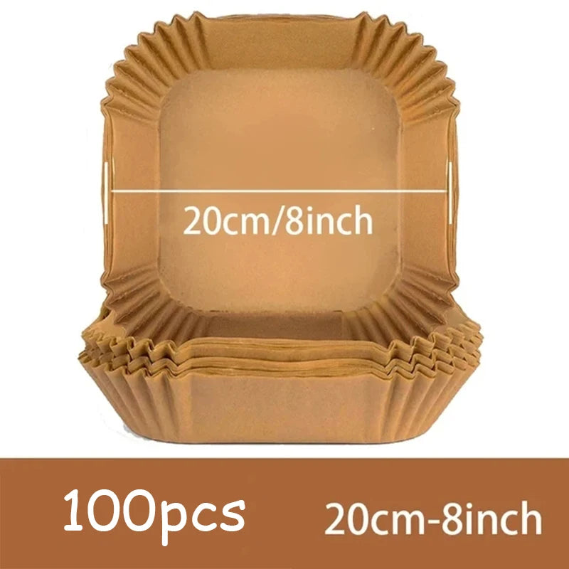 50Pcs Disposable Non-Stick Air Fryer Paper Liners – Round Baking Sheets Kitchen Airfryer Accessories for Easy Cooking & Cleanup