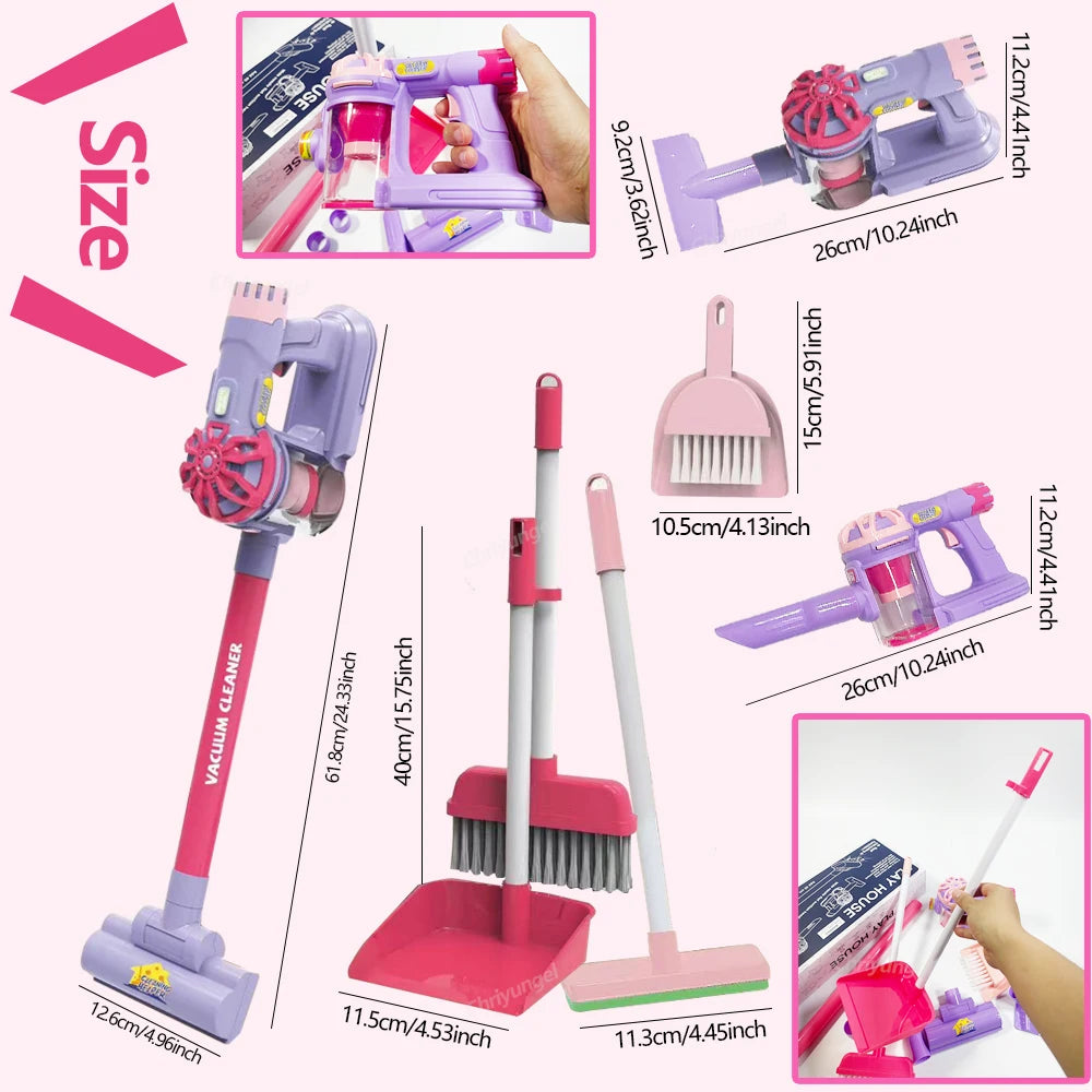 Kids Electric Vacuum Cleaner Toy Set – Simulation Role Play Housekeeping Educational Gift for Toddlers Boys & Girls