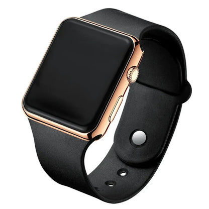 Digital LED Sport Watch – Square Electronic Wristwatch for Men & Women, Casual Silicone Fashion Watch