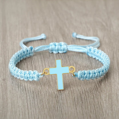 Jesus Cross Braided Bracelet - Handmade Christian Faith Friendship Bangle Jewelry Gift for Women & Men