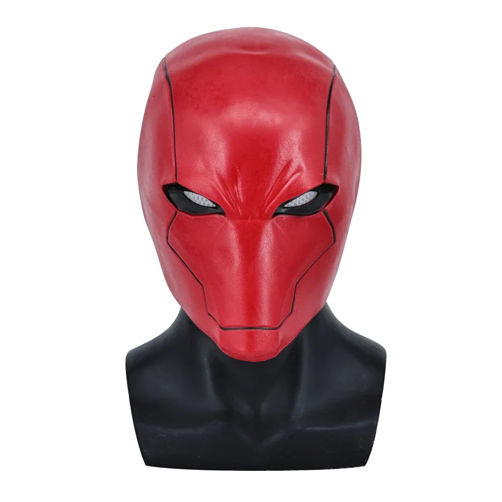 Red Hood Superhero Cosplay Mask — Latex Helmet for Adults, Halloween, Carnival & Masquerade Costume Prop