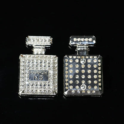 2Pcs Metal Full Diamond Bow Heart Mirror Handbag & Parfum Bottle Phone Case Decoration – Flat Back DIY Craft Accessories