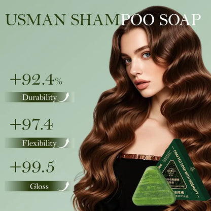 Usman Grass Herbal Shampoo Soap - Cypress Leaf & Polygonatum Extract for Oil Control and Scalp Care