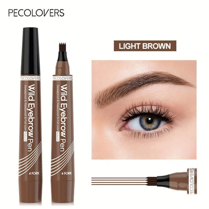 6-Color Waterproof Eyebrow Pen – 4-Split Tip Liquid Eyebrow Tattoo Pencil for Natural Long-Lasting Makeup & Definition