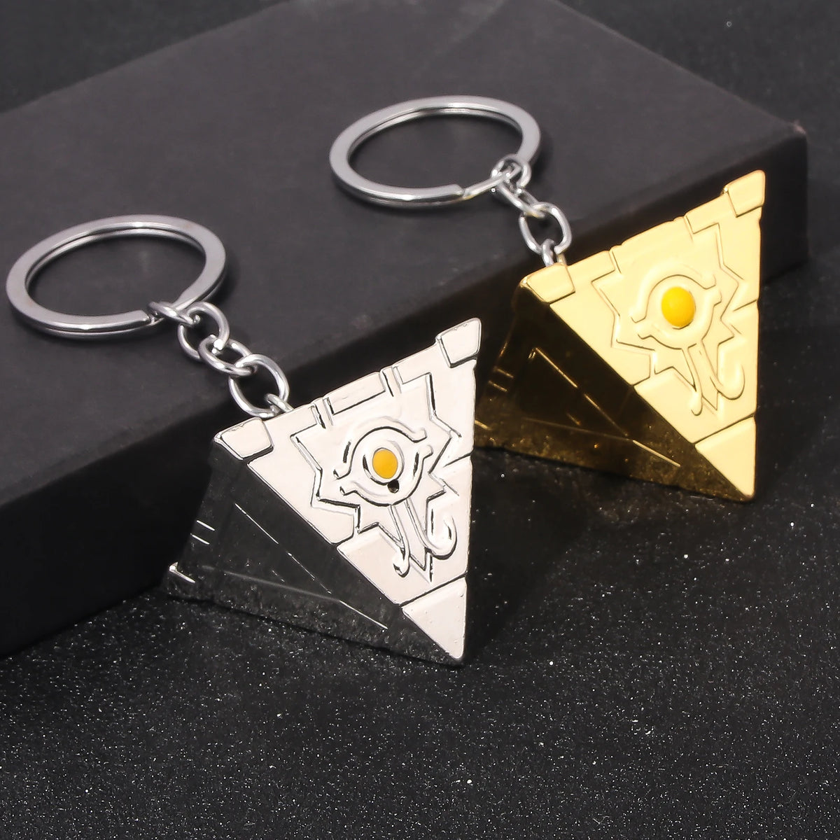 Yu-Gi-Oh! Yugi Muto Keychain - 3D Millennium Puzzle & Millennium Wheel Pendant