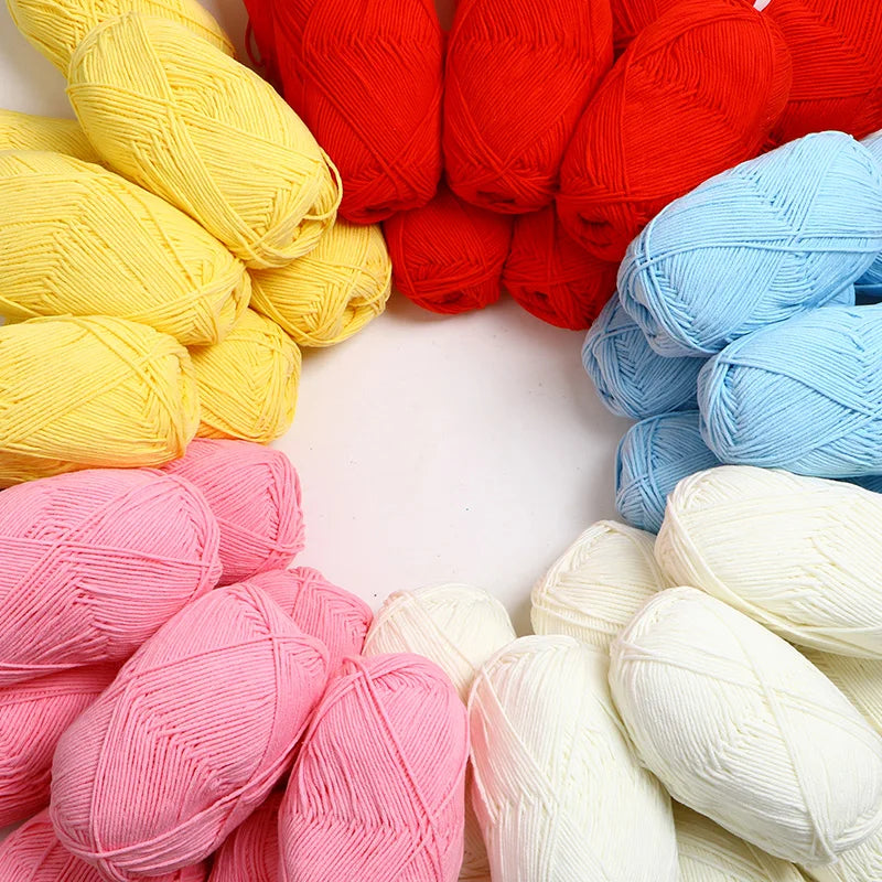 50g/Set 4ply Milk Cotton Knitting Wool Yarn - Dyed Lanas for Crochet Craft, Sweater, Hat, Dolls - Affordable and High-Quality Needlework Yarn