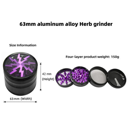 2.5" (63mm) 4-Layer Metal Herb Grinder — Zinc Alloy Tobacco & Spice Crusher for Smoking Accessories