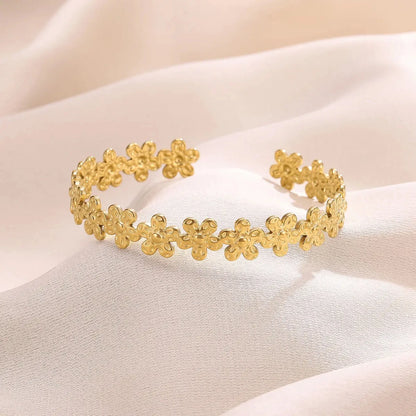 Punk Sunflower Fish Gold Stainless Steel Bracelet – Trendy Women’s Bangle Wedding Couple Jewelry