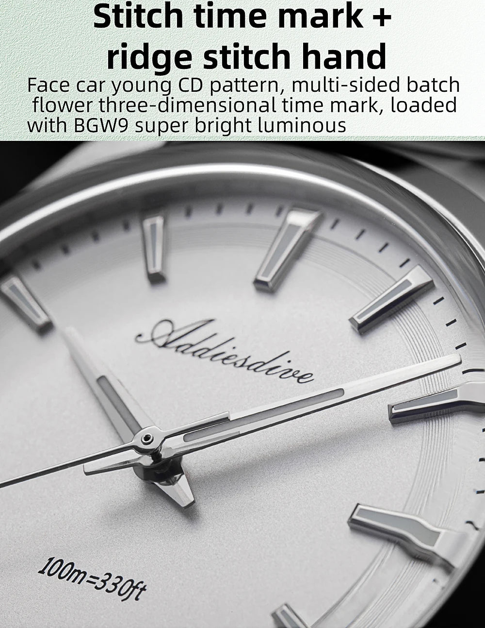 ADDIESDIVE 36MM Men's Stainless Steel Quartz Watch — Luxury Bubble Mirror Glass, 100M Waterproof Timepiece AD2066