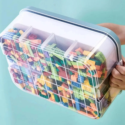 Stackable Kids Storage Box – Building Blocks Organizer with Handle, Adjustable Toy & Sundries Container for Children