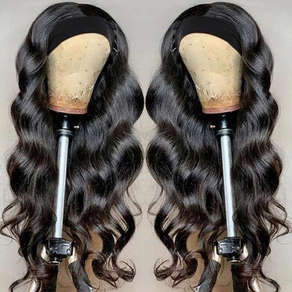 180% Density Body Wave Headband Wig — Brazilian Remy Human Hair, Ready-to-Wear