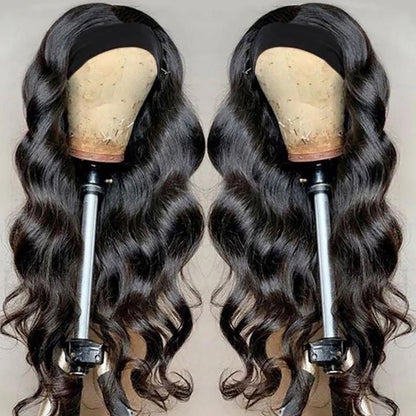 180% Density Body Wave Headband Wig — Brazilian Remy Human Hair, Ready-to-Wear