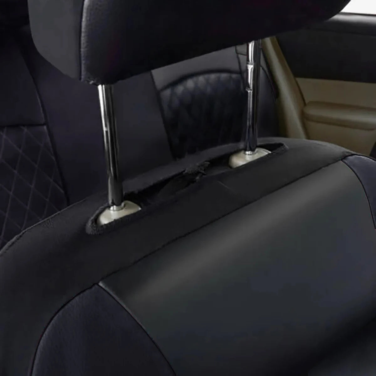 Universal 4PCS Faux Leather Car Seat Covers - All-Season Quilted Interior Seat Protector Set