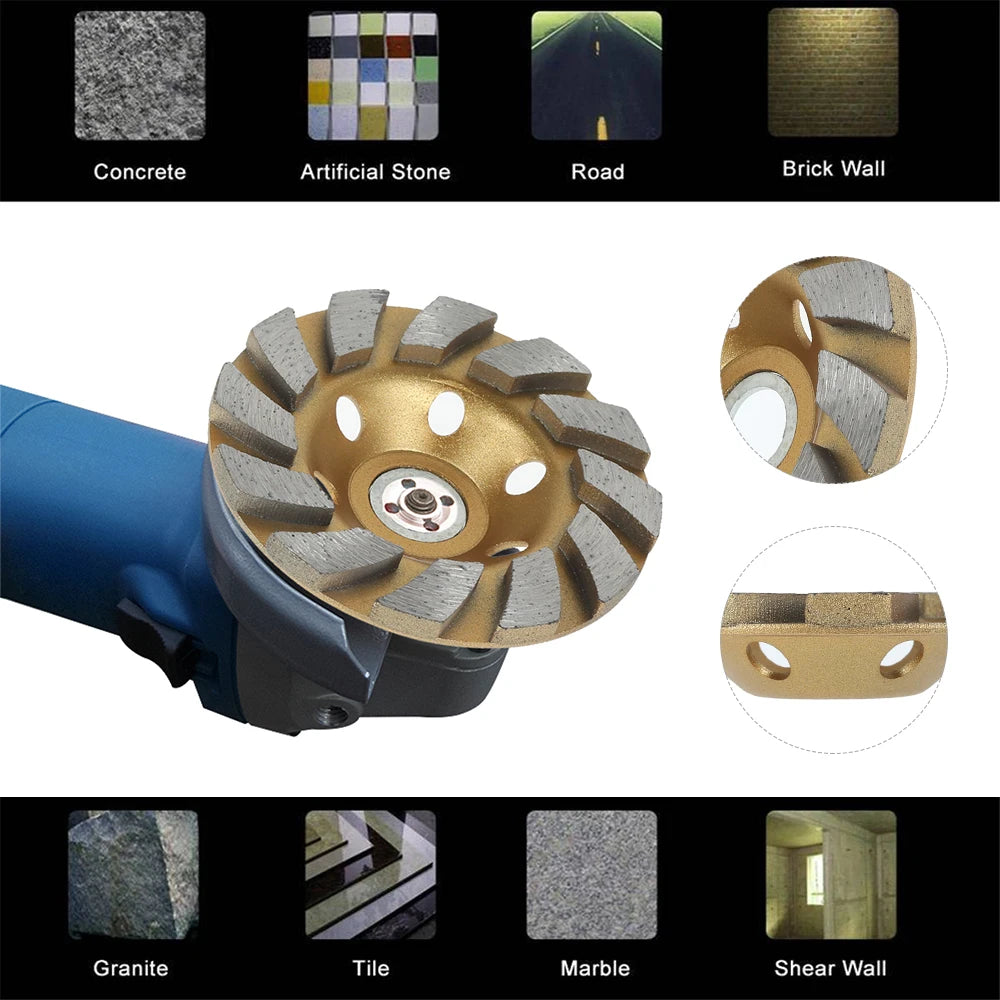 5-Inch Diamond Grinding Cup Wheel – Abrasive Sanding Disc for Angle Grinder, Wear-Resistant Concrete & Stone Polishing Tool