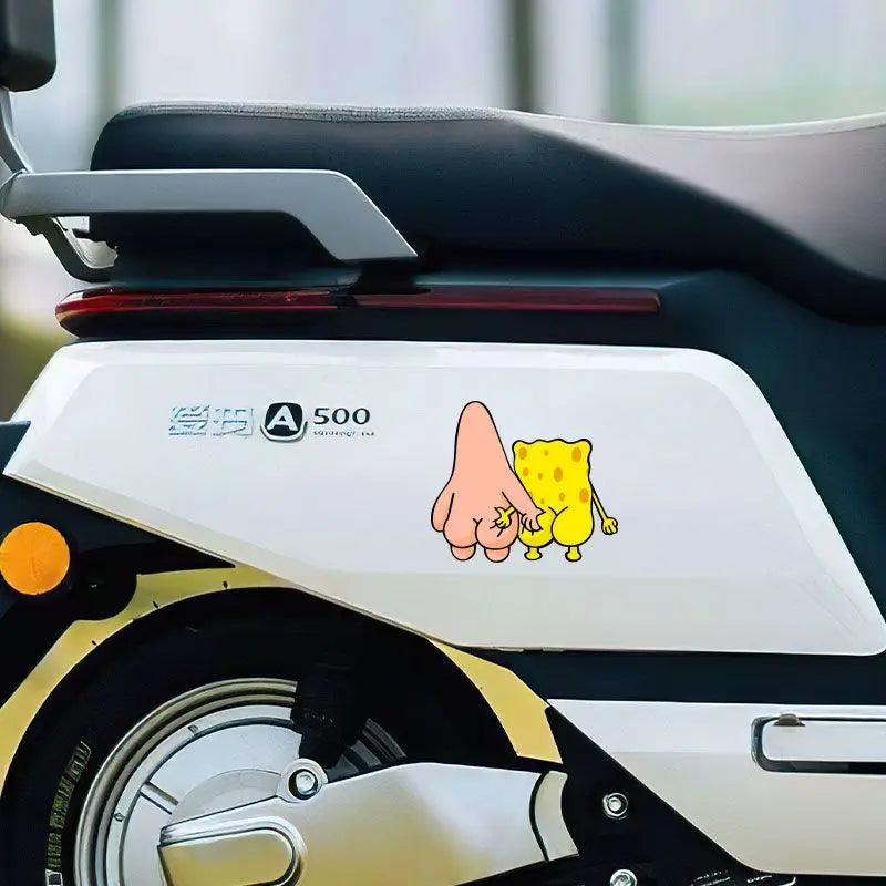 Kawaii SpongeBob SquarePants Car Stickers – Cartoon Personalized Creative Window Decoration for Electric Cars