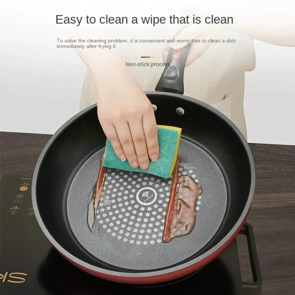 Crystal Diamond Non-Stick Frying Pan with Lid – Multi-Functional Iron Cookware for Gas & Induction