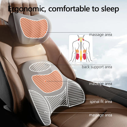 Car Electric Lumbar & Neck Massage Cushion | Single Headrest Vibration Pillow for Seat Support