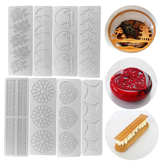 Chinoiserie Pavilion Silicone Mold — DIY Leaf, Flower & Swan Sugar Lace Pad for Chocolate & Crisp Cake Decoration