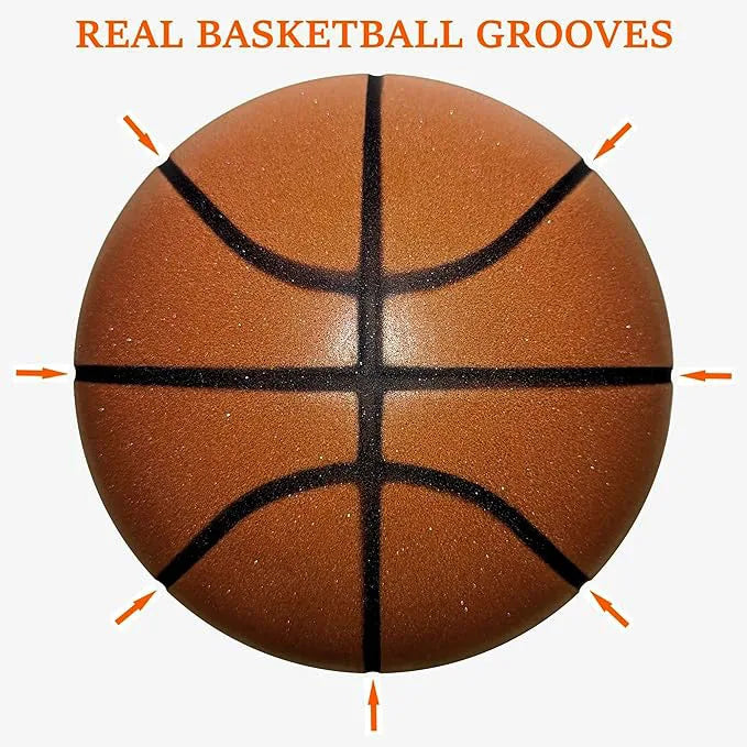 Silent Foam Basketball – Size 7/6/5, Indoor Grooved Airless Quiet Dribbling Training Ball Gift