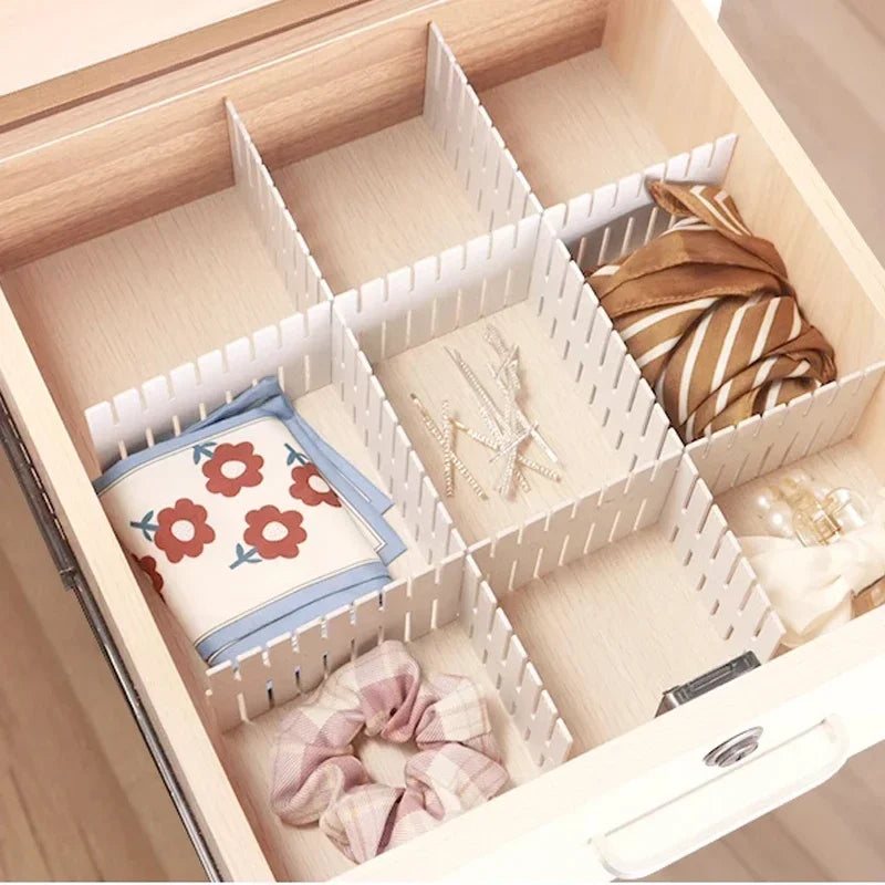 4/8PCS Adjustable Drawer Dividers – Durable Storage Organizer for Socks, Underwear & Clothes, Closet & Cabinet Partition System