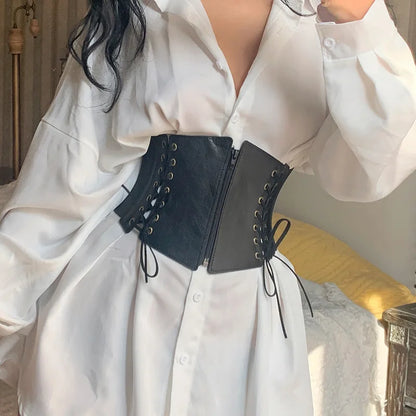 Elevate Your Style: Fashion Women's Corset Wide Belt - Pu Leather Slimming Body Waistband, Elastic High Waist Belt for Gothic Dress Girdle