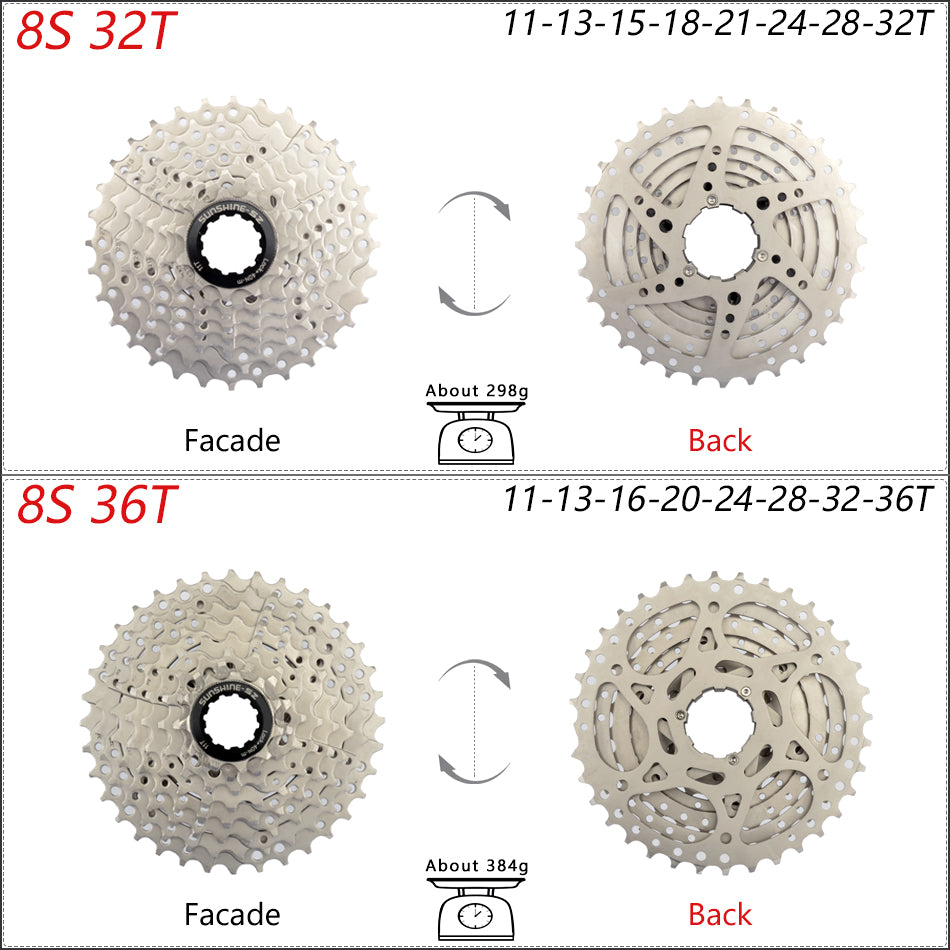 SUNSHINE Bicycle Cassette 8-12 Speed Freewheel - 32T to 52T Sprocket for Shimano/SRAM HG Flywheel
