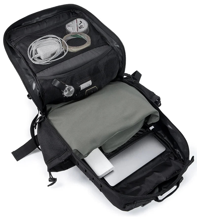 QT&QY 25L/45L Tactical Backpack – Outdoor Survival & Hiking Rucksack for Men & Women, Bug Out Bag with Bottle Holder
