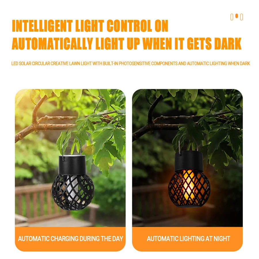 LED Solar Hanging Lanterns 1-6Pcs – Outdoor Flame Effect, Waterproof Fairy Lights for Garden, Patio, and Yard Decor