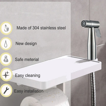 Baokemo Stainless Steel Toilet Spray Gun - Portable Bathroom Cleaning & High-Pressure Flushing Booster for Outdoor Use