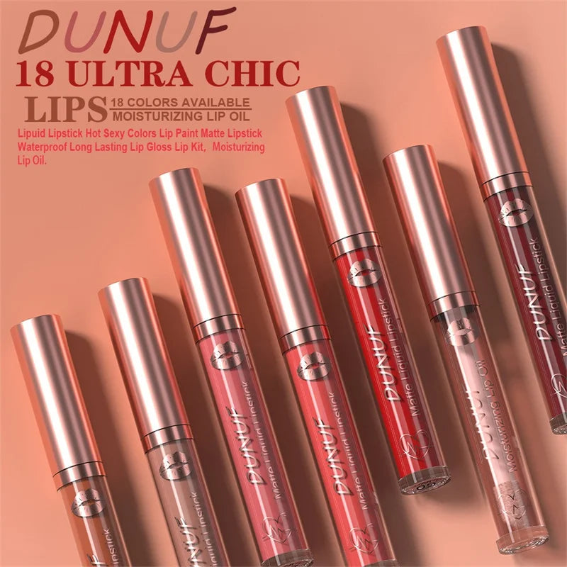 Matte Velvet Dark Red Brown Lip Gloss – Long-Lasting Waterproof Liquid Lipstick with Natural Moisturizer & Transparent Lip Oil