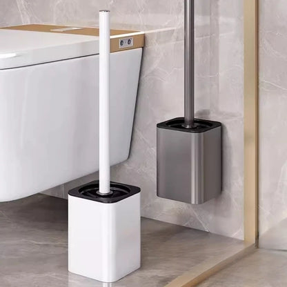 Luxury Metal Toilet Brush - Wall Mounted Holder with No Dead Angle Cleaning Tool for Modern Bathroom