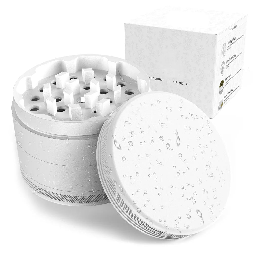 White Ceramic Coating Spice Grinder – 4-Layer 63mm (2.5") Nonstick Metal Herb Grinder