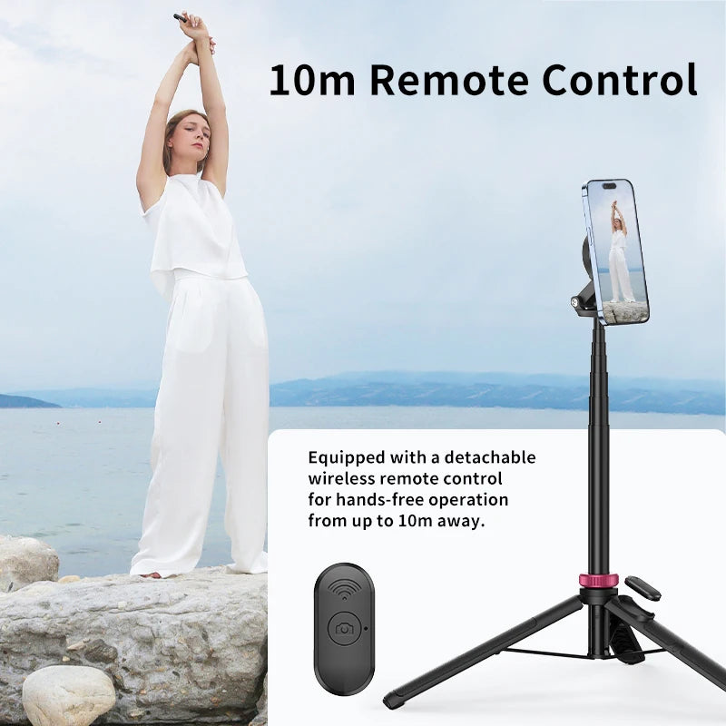 Ulanzi MT-84 Selfie Stick Magnetic Tripod - 1.53M, Wireless Bluetooth Remote, Phone Extension for Live Streaming & Vlogs