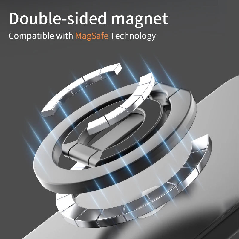 Double-Sided Magnetic Phone Ring Holder – MagSafe Kickstand Grip for iPhone, Huawei & Xiaomi
