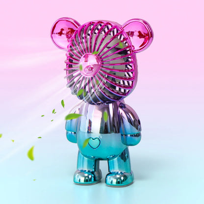 Graffiti Bear Electric Fan - USB Rechargeable 3-Speed Desktop Fan for Camping & Travel