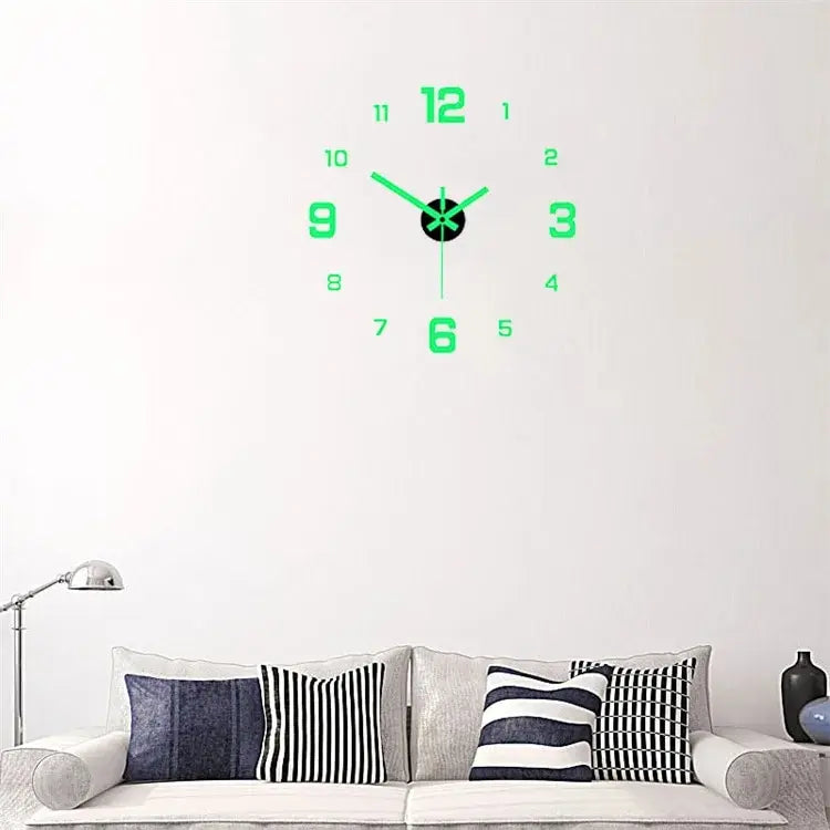 Creative Luminous Digital Wall Clock – Silent DIY European Style Punch-Free Sticker Clock for Living Room & Study