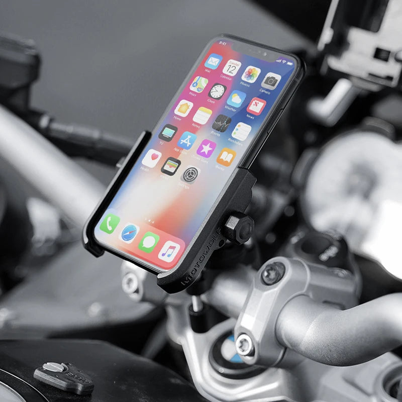 Aluminum Alloy Motorcycle Handlebar Phone Holder - Universal Rearview Mirror Bike Bicycle Mount for Cell Phones, Soporte Celular Moto