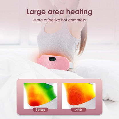 Electric Heating Pad for Women | Menstrual Cramp Relief Vibrator Belt | Abdominal Warmer & Blood Circulation Massager