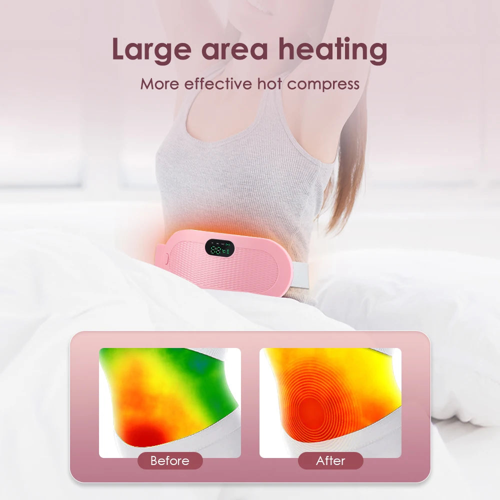 Electric Heating Pad for Women – Menstrual Cramp Relief Vibrator, Period Pain Massager & Abdominal Belt Warmer