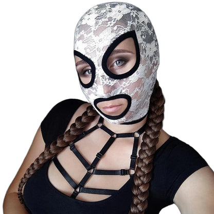 Gothic Lace & Velvet Face Mask - Halloween Masquerade Carnival Costume Headpiece